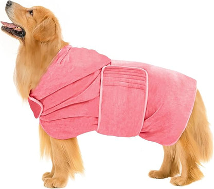 Avont Dog Bathrobe - Super Absorbent Pet Drying Towel Bath Robes After Bath Shower Swim Wet Walk for Puppies -Pink(XXL)