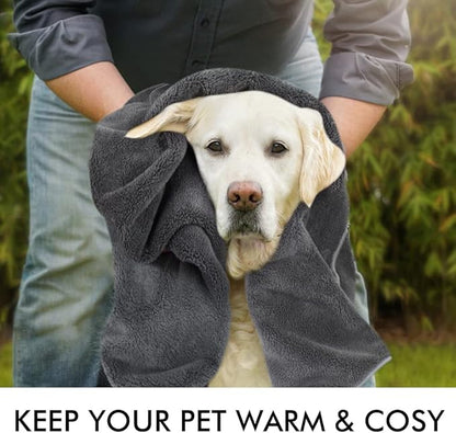 KinHwa Dog Towel Super Absorbent Pet Bath Towel Microfiber Dog Drying Towel for Small, Medium, Large Dogs and Cats 30inch x 50inch Dark-Gray