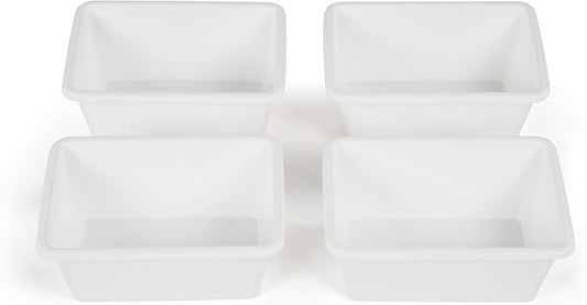 Humble Crew Toy Storage Bins for Kids, Set of 4, White, Small - Sturdy, Colorful Plastic Storage Bins for Classroom, Playroom, Nursery, and More - Premium Toddlers Toy Organizer Bins