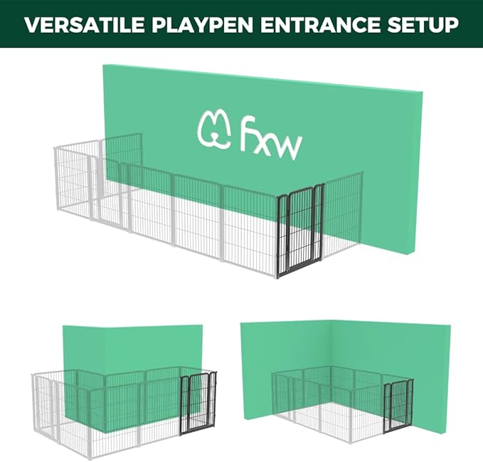 FXW Homeplus Unleashed Dog Playpen Designed for Indoor Use, 1 Add-on Gate, 32" Height for Small and Medium Dogs, Black │Patented