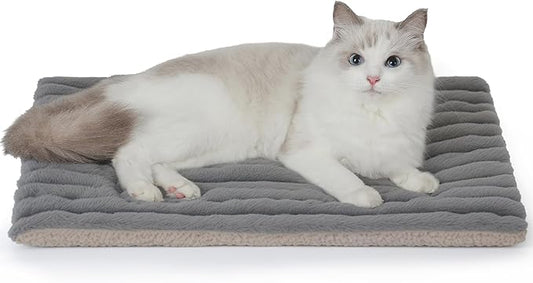 Self Warming Cat Bed, 22x16 Inch Reversible Two-Sided Use Self Heating Mat for Cats and Dogs, Washable Pets Crate Pad for Indoor & Outdoor Use, Non-Slip & Cozy Flannel Base