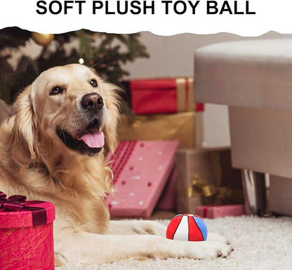 Dog Toys Balls - Chewable Plush Basketball for Dogs, Soft Pet Squeaky Ball Stuffed with Fluffy, Durable Indoor & Outdoor Dog Puzzle Toy, Birthday for Puppy Small Medium Breeds