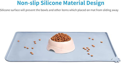 AUDWUD Silicone Waterproof Pet Feeding Mats,Anti Slip Bowl Pad,Dog Mat for Food and Water