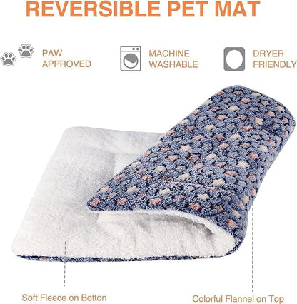 Mora Pets Dog Bed Crate Pad Ultra Soft Pet Bed with Cute Star Print Washable Reversible for Large Medium Small Dogs 23 x 18 inch 2 Pack Dark Blue