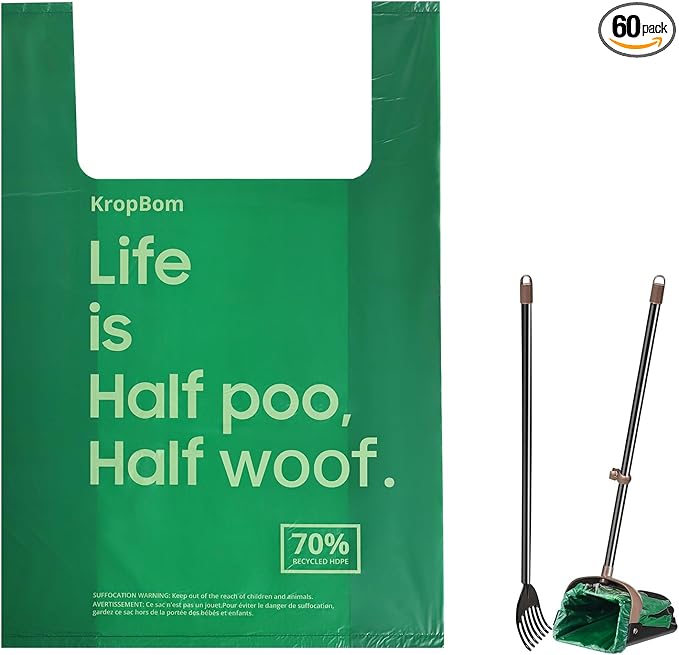 60 Count Extra Large Dog Poop Bags for A&H Swivel Bin Pooper Scooper, Pet Waste Bags with Handle for Dog Poop Cat Litter, Heavy Duty Leakproof Unscented