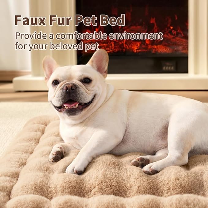 Cat & Dog Bed Mat, Soft Plush Faux Fur Kneading Pet Bed for 2 Cats or Small Dogs, Machine Washable Cat Sleeping Pad, Non-Slip Fluffy Pet Rug for Indoor Cats Kittens & Small Dogs,27x20 In Coffee