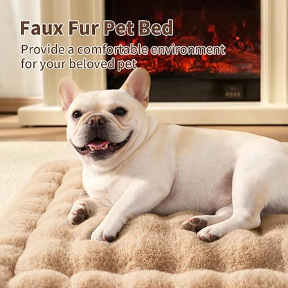 Cat & Dog Bed Mat, Soft Plush Faux Fur Kneading Pet Bed for 2 Cats or Small Dogs, Machine Washable Cat Sleeping Pad, Non-Slip Fluffy Pet Rug for Indoor Cats Kittens & Small Dogs,27x20 In Coffee