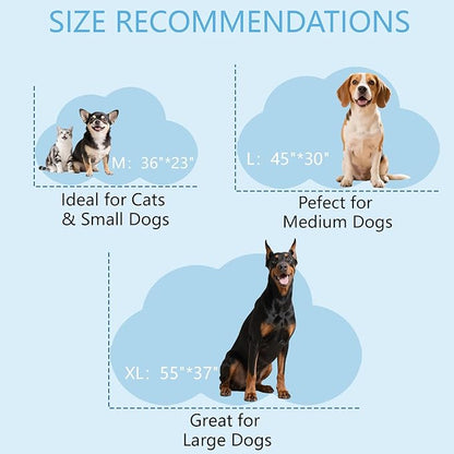 BECEMURU Dog Cooling Mat - 36" x 23" Reversible Cooling Pad for Crate, Kennel, Bed, Sofa - Machine Washable, Durable, Non-Gel - Keep Your Pet Cool and Comfortable (Cloud-L: 45" L x 30" W x 0.8" Th)