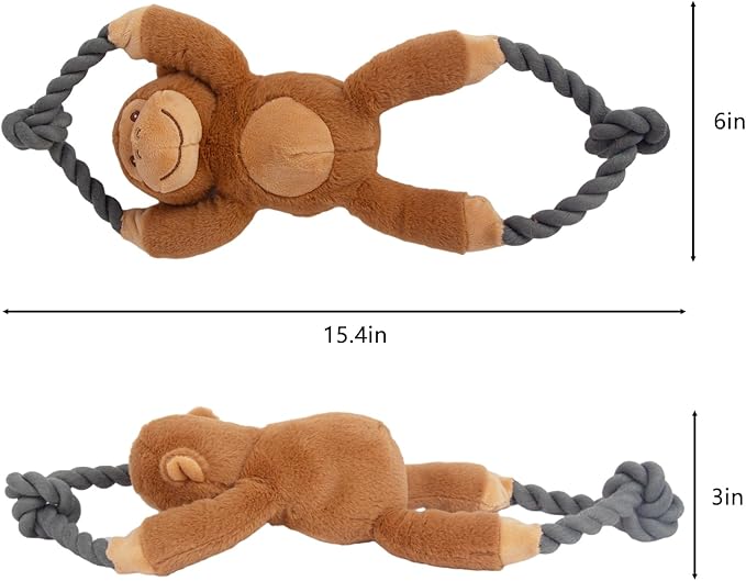 Plush Squeaky Dog Toys - Durable Cute Animals Toy for Indoor Play with Small, Medium and Large Dogs (Monkey), pink