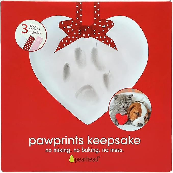 Pearhead Heart Paw Print Keepsake Kit – DIY Pet Paw Print Ornament for Dogs & Cats, Air-Dry Clay Impression Kit, Pet Memorial Keepsake, Gift for Dog Mom & Cat Mom