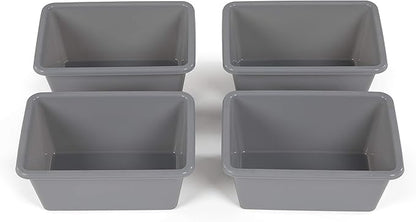 Humble Crew Toy Storage Bins for Kids, Set of 4, Grey, Small - Sturdy, Colorful Plastic Storage Bins for Classroom, Playroom, Nursery, and More - Premium Toddlers Toy Organizer Bins