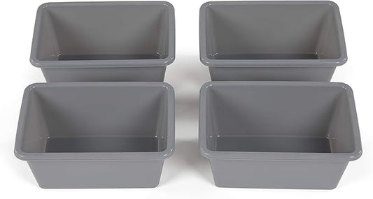 Humble Crew Toy Storage Bins for Kids, Set of 4, Grey, Small - Sturdy, Colorful Plastic Storage Bins for Classroom, Playroom, Nursery, and More - Premium Toddlers Toy Organizer Bins