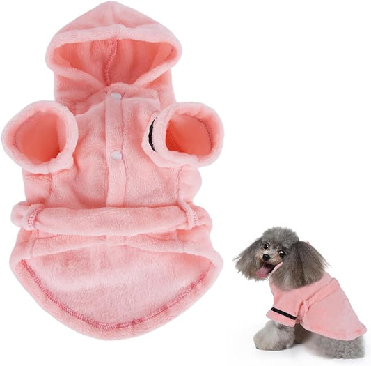 Bathrobe for Teacup Dogs, Dog Bath Robe, Dog Towel Robe, Hooded Dogs Bathrobe Towel Quick Drying and Super Absorbent Bath Towel with Belt(Pink)