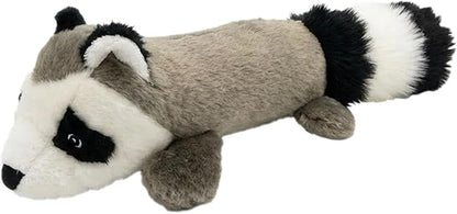 Pet Lou 11 Inch Raccoon Dog Chew Toy, No-Stuffing Plush Dog Toy with Full-Body Squeaker, Durable Interactive Squeaky Toy for Anti-Boredom Play