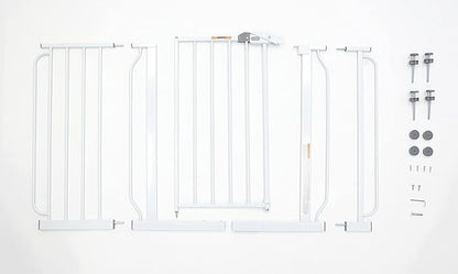 Regalo Safety 29-49" Easy Step Extra Wide Baby Gate for Doorways & Bottom of Stairs, Pressure Mounted Safety Gate with Door for Babies, Toddlers & Pets, White