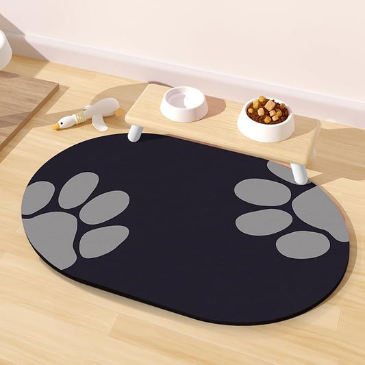 Dog Feeding Mat 24''x16'', Absorbent Pet Food Mat, No Stains Quick Dry Pet Water Mat Protect Floor, Cat Dog Water Bowl Mat for Messy Drinkers, Non-Slip Rubber Base Pet Placemats for Food and Water