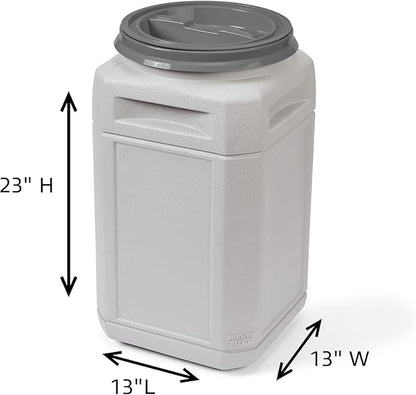 Mighty Tuff 13 Gallon, 54 Lbs Capacity, BPA-Free Pet Food Storage Container with Rolling Dolly on Wheels and Perfect Portion Scoop, Mobile Solution for Air-Tight Pet Food Storage