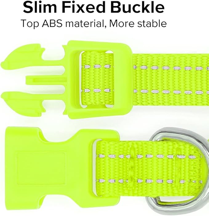 BSEEN Adjustable LED Dog & Cat Collar - Rechargeable, Small Breeds, Green, 8.5-11.8 inches, Nylon, Lightweight, Reflective, 2 Flash Modes