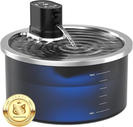 Stainless Steel Wireless Cat Water Fountain 3.2L/108oz Automatic Cat Water Dispenser 4000mAh Battery Operated Large Capacity Pet Water Fountains for Cats Dogs (ABS)
