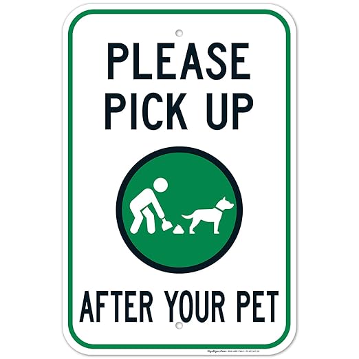 Clean Up After Your Dog Sign, Please Pick Up After Your Pet Sign, 12x18 Inches, Rust Free .063 Aluminum, Fade Resistant, Made in USA