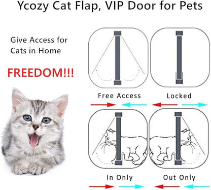 Ycozy XL Cat Doors Outer Size 11" x 9.8" 4-Way Locking Indoor Pet Door for Interior Exterior Door Wall Window, Weatherproof Cat Flap for Kittens & Dogs Easily Install