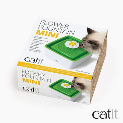 Catit 2.0 Mini Flower Drinking Fountain – Cat Water Fountain with Triple Filter and Ergonomic Drinking Options,Green