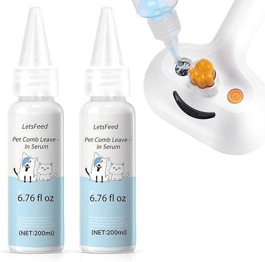 Pet Steam Brush Spray Refill for Dogs & Cats – Concentrated Waterless Shampoo, 3-in-1 Pet Comb Leave-in Serum, Self Cleaning Pet Comb for Shedding & Hair Removal, 2*Shampoo(Steam Brush Not Included)