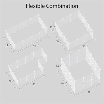 Transparent Clear Small Animal Playpen, Guinea Pig Cages, Puppy Dog Playpen, Pet Playpen, Rabbit Bunny Indoor Fence Pen Enclosure, White Clear Plastic Playpen,12X12 Inch, 12Panels