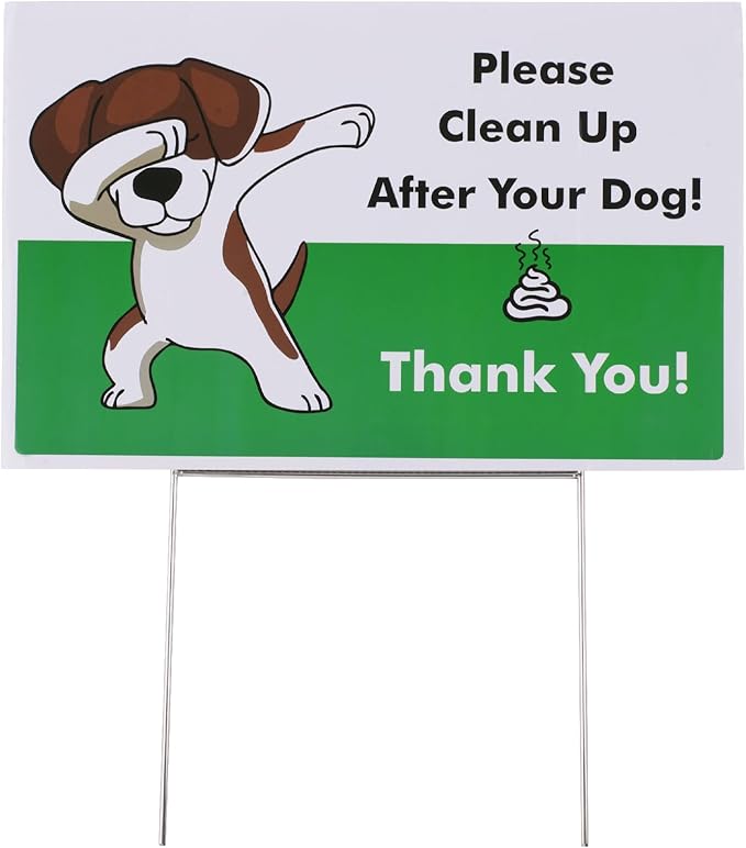 Mr. Pen- No Pooping Dog Signs for Yard, Clean Up After Your Dog Signs with H-Stake Stand, Waterproof