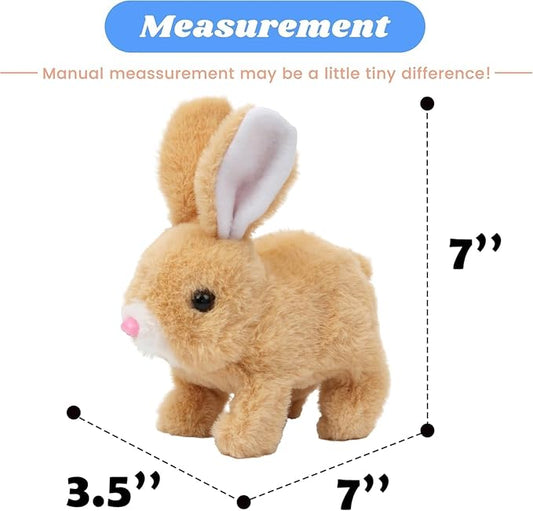 Easter Bunny Toy, Rabbit Interactive Hopping Electronic Pet Plush Bunny Toy with Sounds and Movements Animated Walking Wiggle Ears Twitch Nose (White)