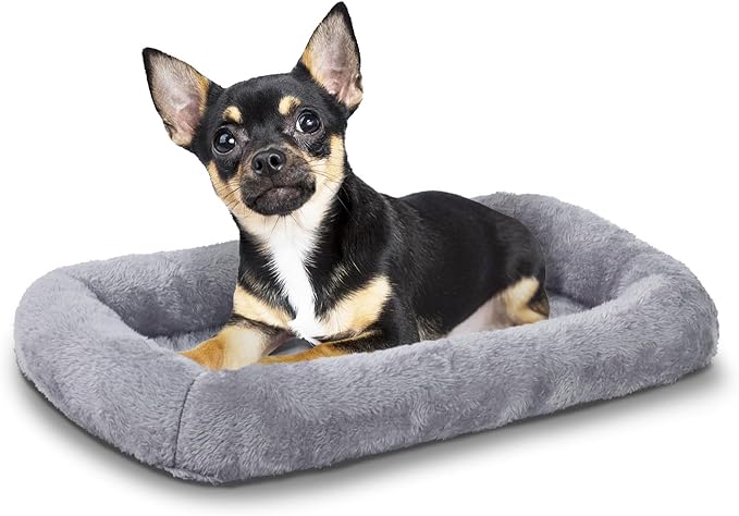Patas Lague Bolster Dog Bed for Extra Small Dogs 16''x12'', Soft Warm Foam Pet Sofa Bed, Machine Washable Pet Cat Crate Mat for Toy Breeds, Grey