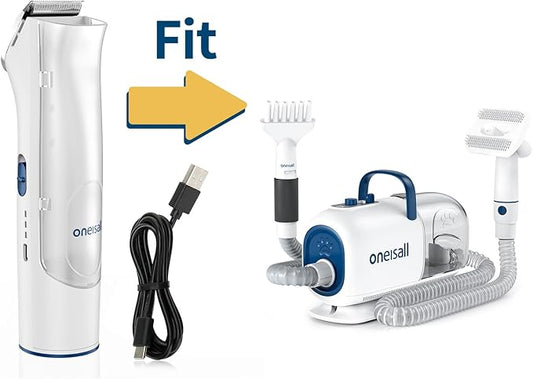 oneisall Replacement Main Clipper + USB Charger for BM1 Dog Grooming Vacuum Blow Dryer and Clippers