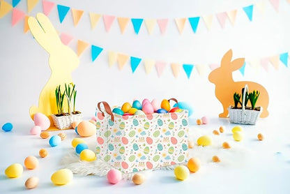 CLOCOR Easter Eggs Basket Empty,Rectangular Easter Gift Basket for Boys and Girls,Kids Toys Storage Bin,Baby Room Decor(Tiny Flowers Easter Basket)