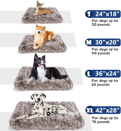 Dog Bed Crate Pad Plush Soft Pet Bed Calming Dog Crate Bed for Large Medium Small Dogs and Cats Washable Anti-Slip Kennel Crate Mats for Sleeping and Anti Anxiety XL