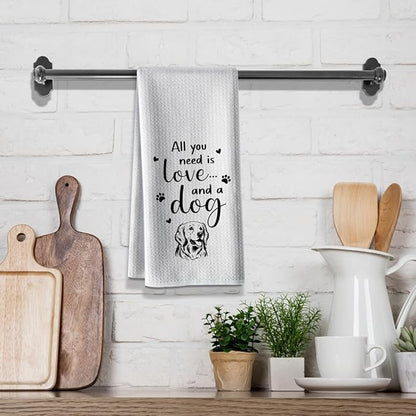 Funny Dog Lover Themed Kitchen Towels,16 x 24Inch Dishcloth,Microfiber Bar Drying Hand Cloth Absorbent Tea Towel,Ideal Gifts for Doggy Owner Mom Hostess Women New Home Housewarming