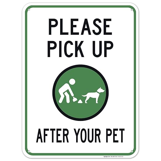 Clean Up After Your Dog Sign, Please Pick Up After Your Pet Sign, 18x24 Inches, 55 mil Thick HDPS (high Density polystyrene), Made in USA