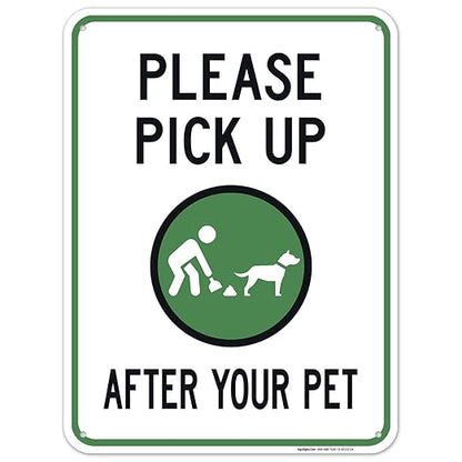 Clean Up After Your Dog Sign, Please Pick Up After Your Pet Sign, 18x24 Inches, 55 mil Thick HDPS (high Density polystyrene), Made in USA