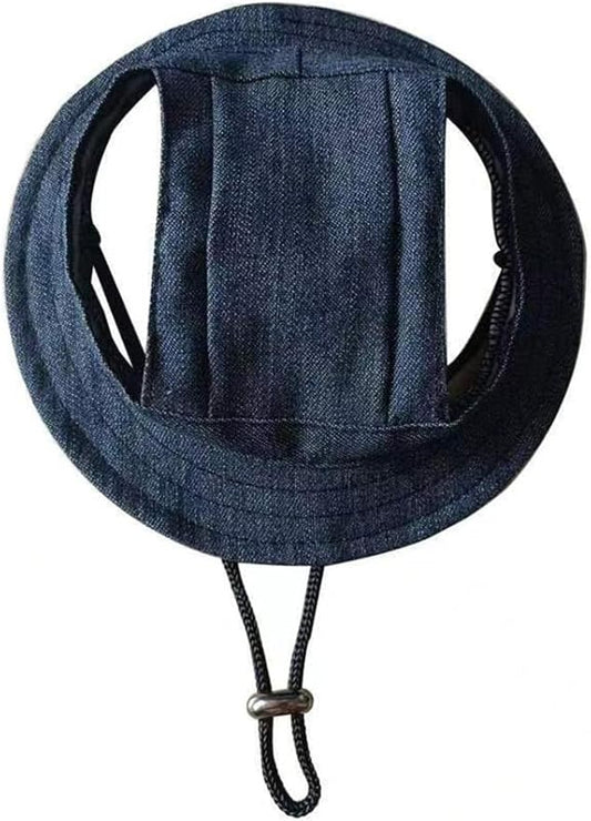Round Brim Princess Hat Visor Hat Pet Dog Mesh Porous Sun Hat with Ear Holes for, Extra Dog Teddy, Pug, Chihuahua, Shih Tzu, Yorkshire Terriers, Papillon Z-2-jeans Blue Medium