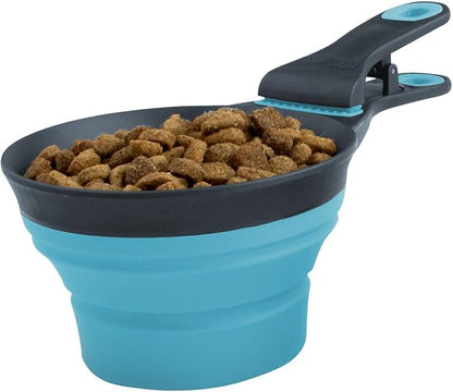 Dexas Popware for Pets Collapsible KlipScoop, 1/2 Capacity, Gray/Blue