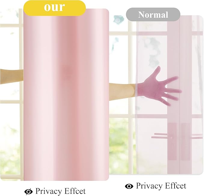 NICETOWN Non-See-Through Privacy Pink Sheer Curtains 96 inches Long 2 Panels for Girls Room, 52" Wide Grommet Window Drapes for Nursery- Home Decoration Light Filtering Elegant Window Treatment