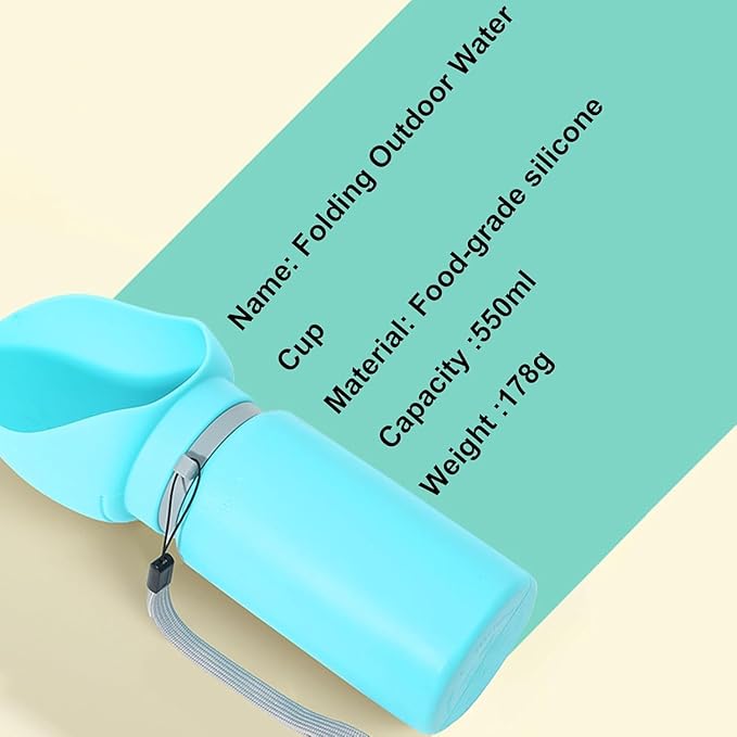 Sippy Cup Portable Foldable Pet Water Bottle – Compact Collapsible Dog & Cat Travel Cup – Food-Grade Silicone & PP, BPA-Free – Leak-Proof for Walking, Travel & Outdoor Use – Sea Blue