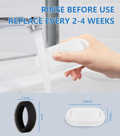 Cat Water Fountain Filters, 12 Pack Pet Replacement Filters with 12 Sponges for Stainless Steel 67oz/2L, 108oz/3.2L and 135oz/4.0L Faucet-Shaped Pet Water Fountain Dog Water Dispenser