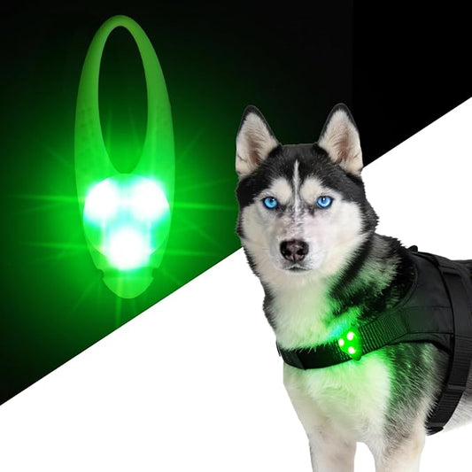 LaRoo LED Dog Collar Light - Waterproof Clip-On Night Walking Light with 3 Modes, High Visibility for Small/Medium Dogs,Pet Nighttime Running Camping Essentials (Green)
