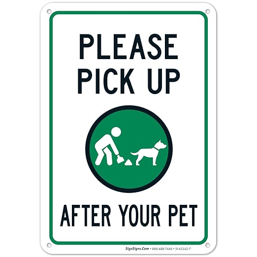 Clean Up After Your Dog Sign, Please Pick Up After Your Pet Sign, 10x7 Inches, Rust Free .040 Aluminum, Fade Resistant, Made in USA
