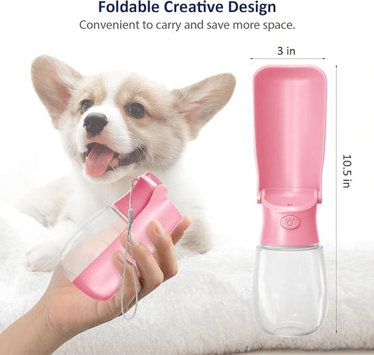 WePet Foldable Portable Dog Water Bottle Puppy Water Dispenser with Drinking Feeder, 12 OZ, High-Temperature Resistant Leak Proof for Pets Outdoor Walking, Hiking, Travel, Food Grade Plastic BPA Free