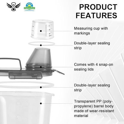 3-5Lbs Airtight Small Cat Dog Pet Food Storage Containers BPA Free, with Large Pour Spout/1 Measuring Cup/ 4 Safety Locks and Double-layer Silicone Strip (Clear Black 2Pack)