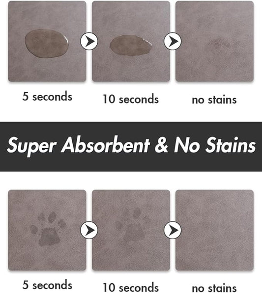 MontVoo-Absorbent Pet Feeding Mat-No Stains Pet Mat for Food and Water Bowl-Quick Dry Cat & Dog Food Mat Water Dispenser Mat-Pet Supplies Mat-Dog Water Bowl Mat for Messy Drinker,（Brown,23"x34"）