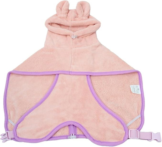 Dog Drying Coat with Hood, Adjustable Soft Wrap Bathrobe with Buckle, Super Absorbent Fast Drying Tower for Small, Medium, Large Dog Cats (X-Small, Pink)