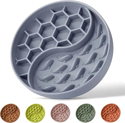 Slow Feeder Dog Bowls, Silicone Pet Food Bowls with Suction Cups, Non-Slip Dog Feeding Slow Down Pet Eating Speed for Fast Eaters, Anxiety Relief & Fun Added (Blue)