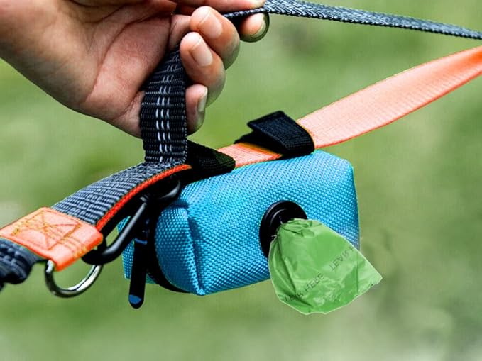 Cutie's PetBox Waste Bag Holder Pouch and Dispenser with Zipper for Dog Leashes, Durable Lightweight Nylon (Blue)